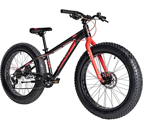 Велосипед NOVATRACK FATBIKE 24" SUV алюминиевая рама 13, графит, 7-скоростей, TY200/TS38, дисковые тормоза STG 24AHD.SUV.13GR4