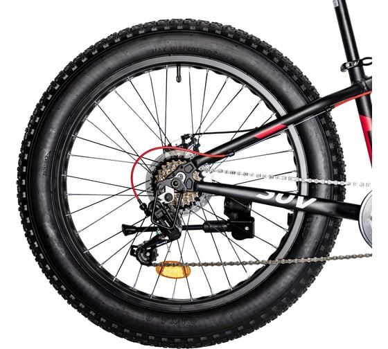 Велосипед NOVATRACK FATBIKE 24" SUV алюминиевая рама 13, графит, 7-скоростей, TY200/TS38, дисковые тормоза STG 24AHD.SUV.13GR4