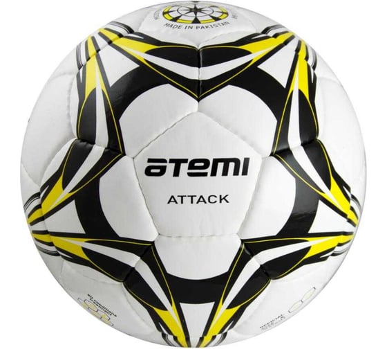 Футбольный мяч ATEMI ATTACK бел/чёрн/жёлт, р.5 00-00000408 1
