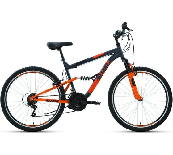 Велосипед горный ALTAIR MTB FS 26 1.0 (26", 18 скоростей) 2022 г, темно-серый/оранжевый RBK22AL26059 1