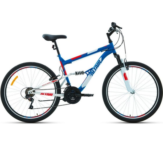Велосипед горный ALTAIR MTB FS 26 1.0 (26", 18 скоростей) 2022 г, синий/красный RBK22AL26063