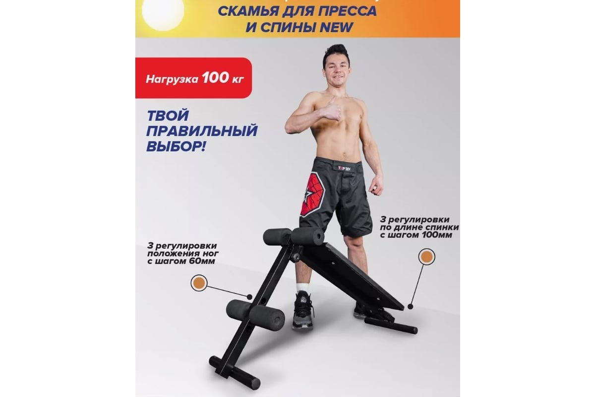 Скамья для пресса и спины Absolute Champion NEW АЧ 11672 - выгодная цена,  отзывы, характеристики, фото - купить в Москве и РФ