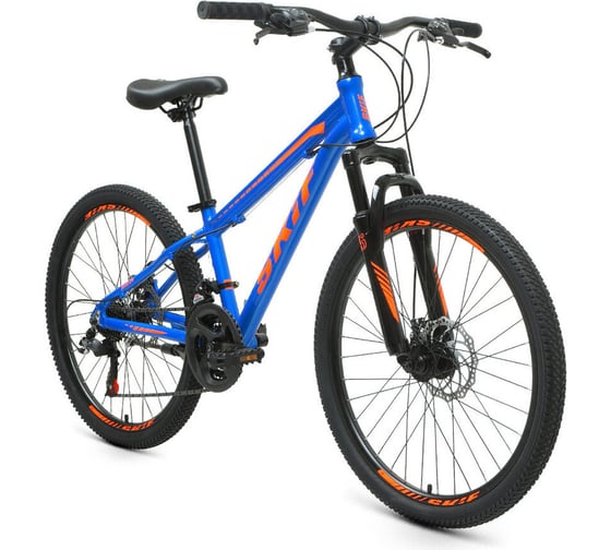 Велосипед горный SKIF 24 Disc, 21 скорость, рост 11.5", 2020-2021 г, синий/ярко-оранжевый 1BKK1M34G003