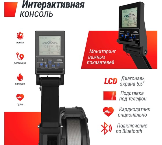 Гребной тренажер UNIXFIT Air Rower-X Black RMUARXB