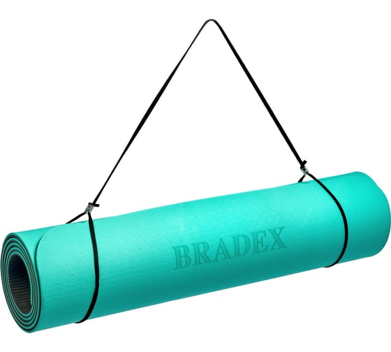 Коврик для йоги и фитнеса BRADEX 183x61x0.6 см, TPE, мятный SF 1037