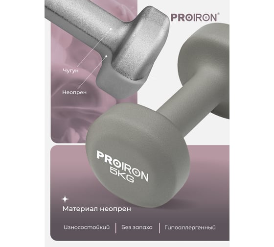 Гантели неопреновые PROIRON 2 шт по 5 кг Г2050НЕО