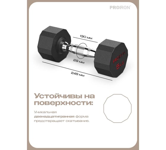 Гантели обрезиненные PROIRON 2 шт по 5 кг Г2050ОБР