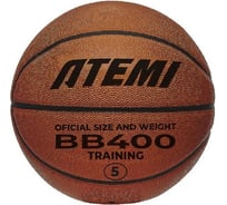 Мяч баскетбольный клееный ATEMI BB400N р. 5, синтетическая кожа ПУ, 8 панелей, окружность 68-71 см 00-00009821