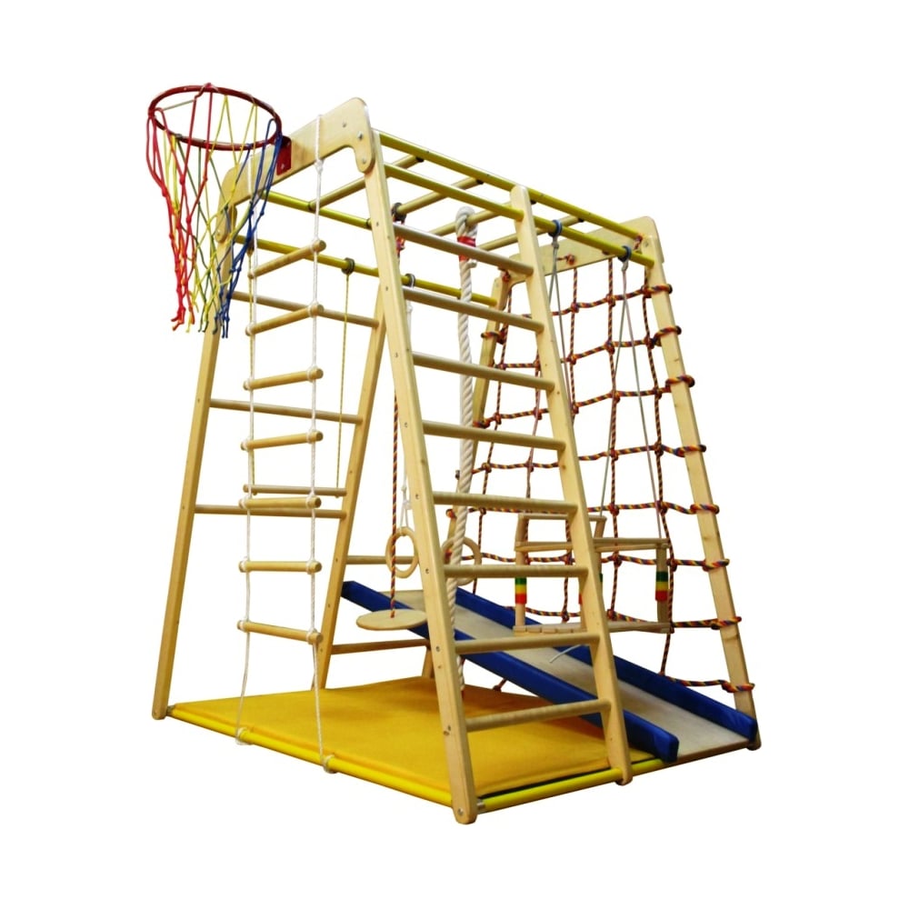 Детский спортивный комплекс Вертикаль Весёлый Малыш Wood, горка, мягкий ...