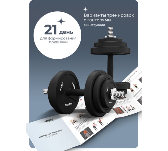 Гантели разборные обрезиненные PROIRON 2 шт по 10 кг Г2100РО