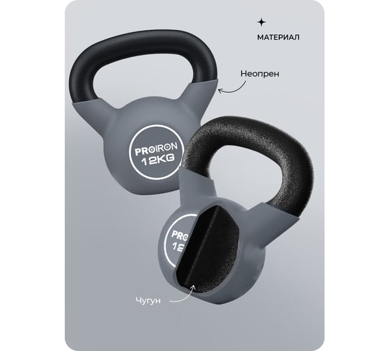 Гиря неопреновая PROIRON 12 кг ГИ1120НЕО