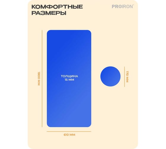 Коврик для йоги и фитнеса PROIRON 1800x610x15 мм, синий К18615С