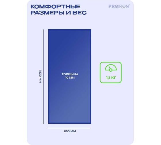 Коврик для йоги и фитнеса PROIRON 1830x660x10 мм, NBR, синий К18610НС