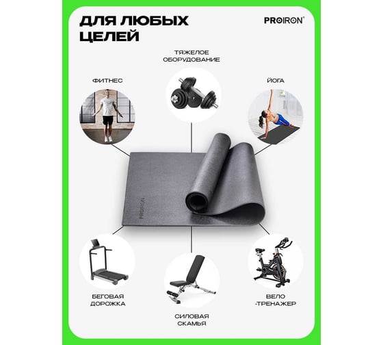 Спортивный коврик для фитнесса и тренажеров PROIRON 120x60 см КС1260