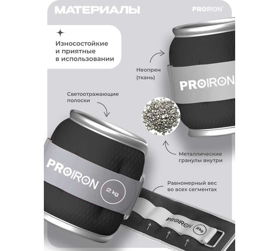Утяжелители для рук и ног PROIRON 2 шт по 2 кг УТ220