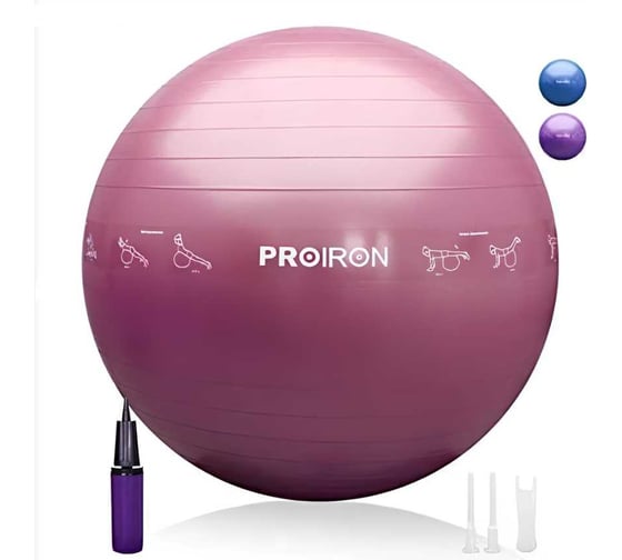 Фитбол PROIRON с принтом, 65 см, красная роза ФП65К