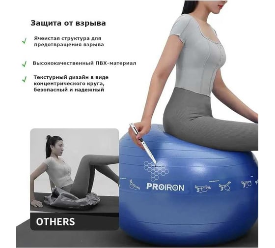 Фитбол PROIRON с принтом, 65 см, красная роза ФП65К