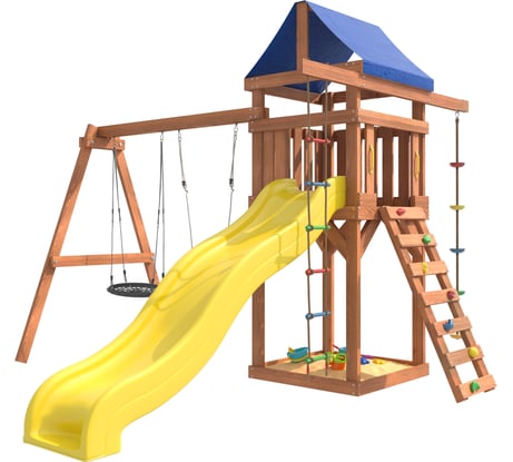 Детская площадка National Tree Company с качелями лодочка и гнездом 60 см IgroWoods для улицы и дачи ДП-3