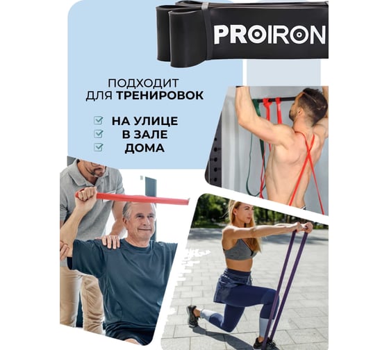 Эспандер ленточный PROIRON 36-67 кг, 2080x64x4.5 мм, черный ЭЛ3667