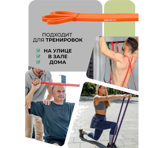 Эспандер ленточный PROIRON 2-6 кг, 2080x6.5x4.5 мм, оранжевый ЭЛ0206