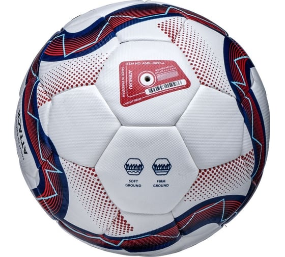 Мяч футбольный ATEMI ATTACK MATCH, синтетическая кожа ПУ, Hybrid stitching, р.4, окружность 65-66 00-00010257