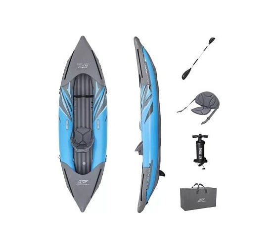 Надувная байдарка BestWay Surge Elite X1 Kayak 305x91x40 см, алюминиевое весло 230 см, насос 62086, до 100 кг 65143 BW 1