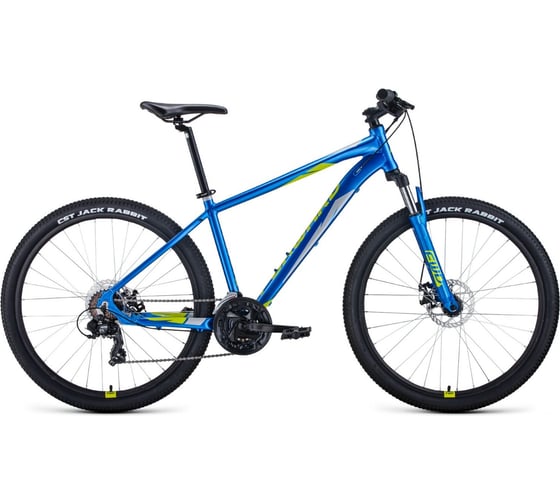 Велосипед FORWARD APACHE 27.5, 2.0 disc, 21 скорость, рост 15, 2020-2021г, синий/зеленый rbkw1m37g013