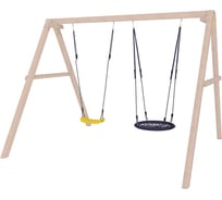 Детские деревянные неокрашенные качели для дачи National Tree Company с гнездом 60 см 415763