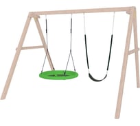 Детские деревянные неокрашенные качели для дачи National Tree Company с гнездом Свиби и гибкими 415767