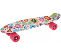 Скейтборд Наша Игрушка пластик 56x14 см, принт на деке, колеса PU, крепления алюминиевые, Принт №4 (Цветы) 614758