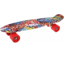 Скейтборд Наша Игрушка пластик 56x14 см, принт на деке, колеса PU, крепления алюминиевые, Принт №2 (Граффити) 614756
