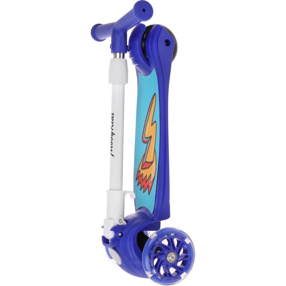 Самокат Moby Kids FLY, складной, 120 мм, PU, со светом, синий 64695 ...