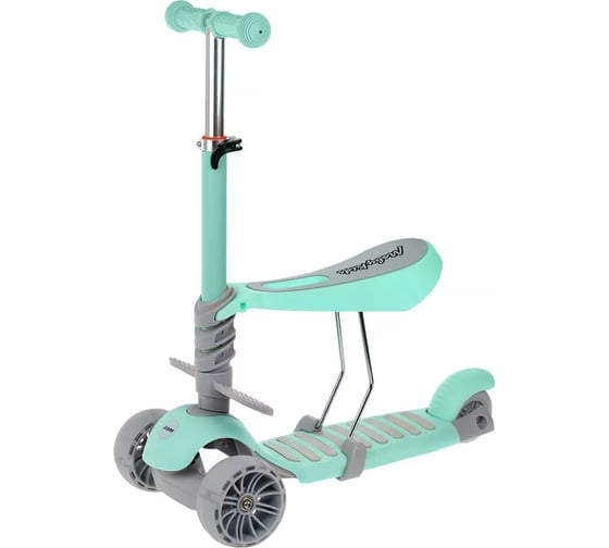 Самокат "Pony" 3 в 1, колеса PU со светом, мятный Moby Kids 641447