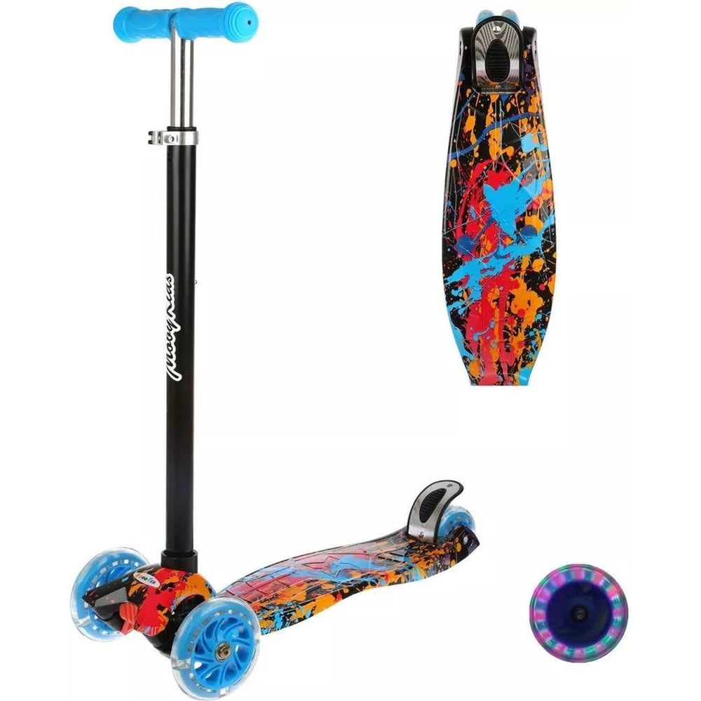 Самокат Moby Kids Graffiti принт, 120 мм, PU, со светом 641396 ...