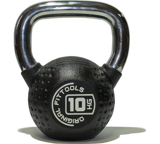 Гиря Original FitTools 10 кг, с хромированной ручкой, полиуретановая (CPU) FT-KB-CPU-10