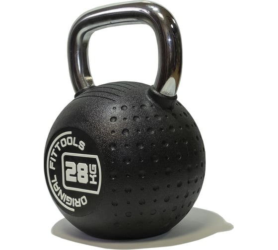 Гиря Original FitTools 28 кг, с хромированной ручкой, полиуретановая (CPU) FT-KB-CPU-28
