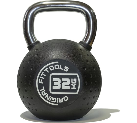 Гиря Original FitTools 32 кг, с хромированной ручкой, полиуретановая (CPU) FT-KB-CPU-32