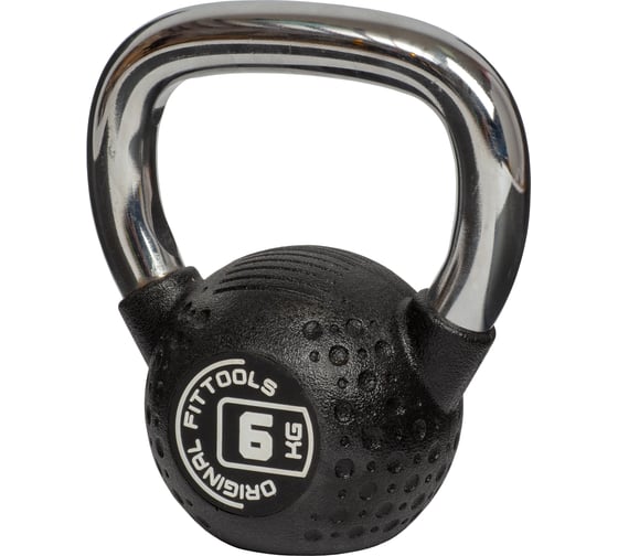 Гиря Original FitTools 6 кг, с хромированной ручкой, полиуретановая (CPU) FT-KB-CPU-6
