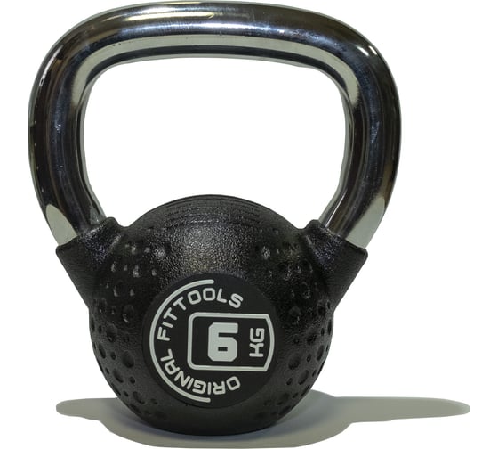 Гиря Original FitTools 6 кг, с хромированной ручкой, полиуретановая (CPU) FT-KB-CPU-6