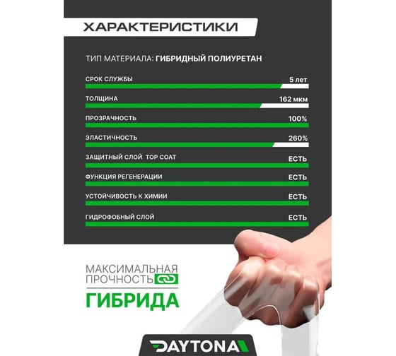 Сверхпрочная защитная бронепленка для велосипеда Daytona 162 мкм, 5 м x 100 мм MP1376010050