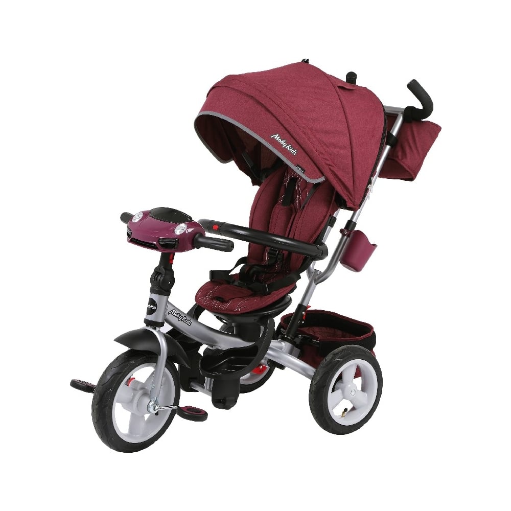 Велосипед трехколесный Moby Kids Travel Pro 360 12x10 AIR Car, бордовый ...