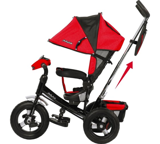 Велосипед трехколесный Moby Kids Comfort 12x10 AIR Car, красный/черный 649372 1