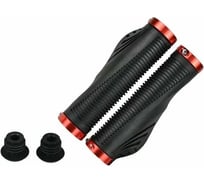 Грипсы анатомические JOY KIE MTB VDG8003 135 мм, с 2 грипстопами, с рогами, под шестигранник, черно-красные H000014319