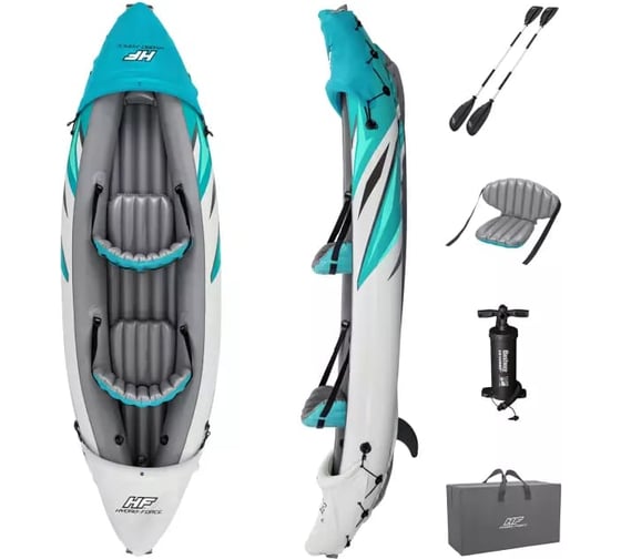 Надувная байдарка BestWay Rapid Elite X2 Kayak 312x98 см, алюминиевые весла 230 см, 2 шт, насос 62086, до 180 кг 65142 BW 1