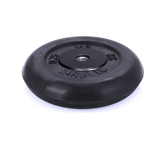 Обрезиненный диск Barbell, d 26 мм, чёрный, 0,75 кг, 407