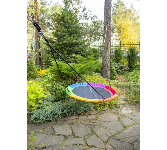 Качели ЧУДЕСНЫЙ САД 035.6 Корзинка Шестицветик, цветные/черные, диам.100 см, максимальная нагрузка 100 кг, 4606400034223