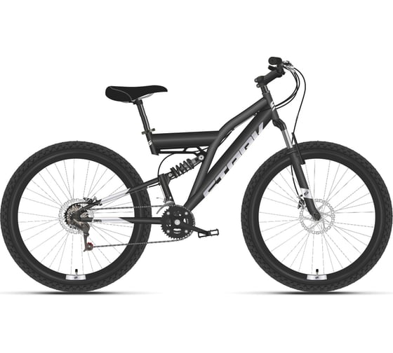 Велосипед STARK Jumper 27.1 FS D, 2021 г, чёрный/серебристый, размер рамы 16", HD00000661