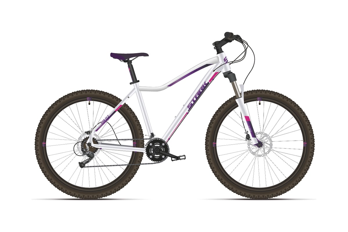 Велосипед STARK Viva 27.2 HD, 2021 г, белый/розовый, размер рамы 18 ...