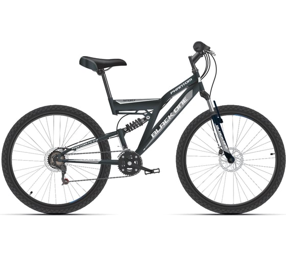 Велосипед BLACK ONE Phantom FS 26 D, черный/серый/серебристый, размер рамы 16", HD00000361
