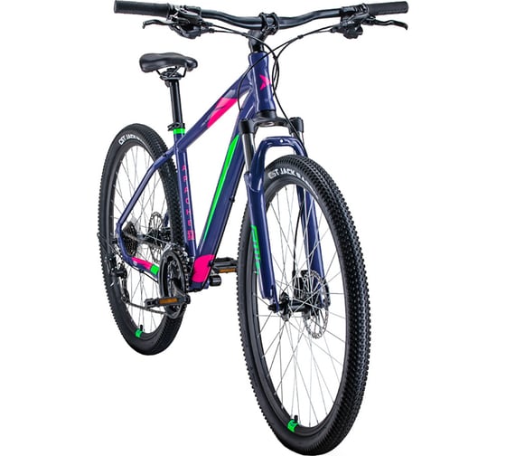 Велосипед FORWARD APACHE 27.5, 3.2 disc, фиолетовый/зеленый RBKW1M37G054